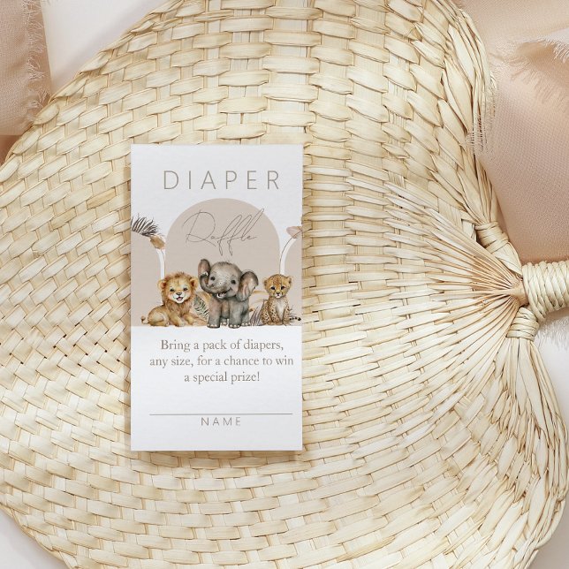 Oh Baby Safari Animals Boho Baby Shower diaper Enclosure Card (Creator Uploaded)