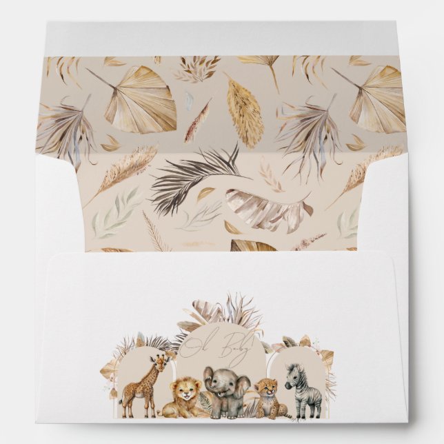 Oh Baby Safari Animals Boho Baby Shower  Envelope (Back (Bottom))