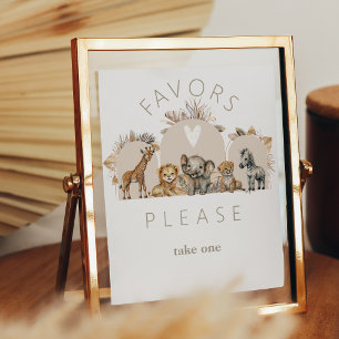 Oh Baby Safari Animals Boho Baby Shower fovors Poster