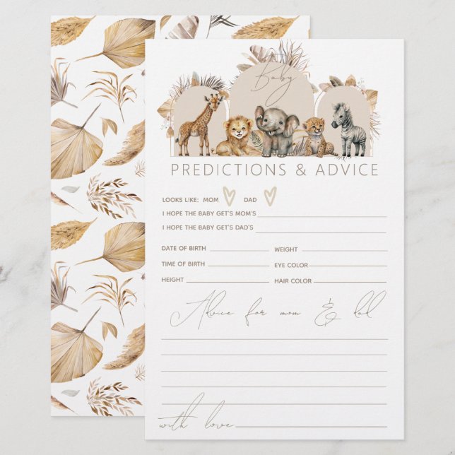 Oh Baby Safari Animals Boho Baby Shower game (Front/Back)