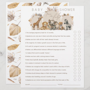 Oh Baby Safari Animals Boho Baby Shower game