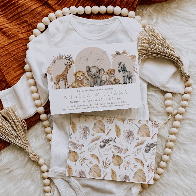 Oh Baby Safari Animals Boho Baby Shower Invitation (Creator Uploaded)