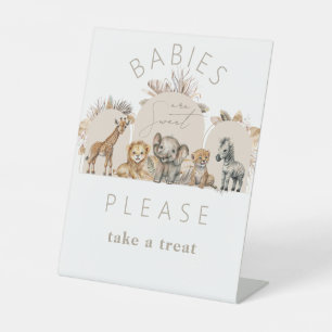 Oh Baby Safari Animals Boho Baby Shower treat Pedestal Sign