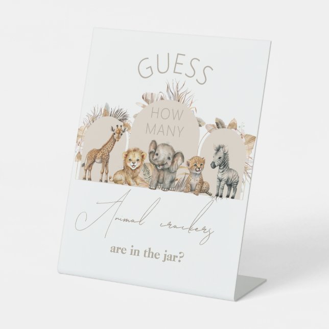 Oh Baby Safari Boho Shower Animal crackers game Pedestal Sign (Front)