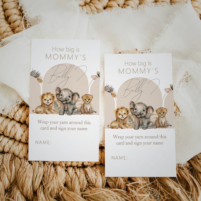 Oh Baby Safari Boho Shower mummy belly game Enclosure Card (Creator Uploaded)