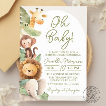 Oh Baby Safari Jungle Animal Invitation