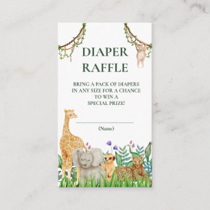 Oh Baby Safari Jungle Baby Shower Diaper Raffle Enclosure Card