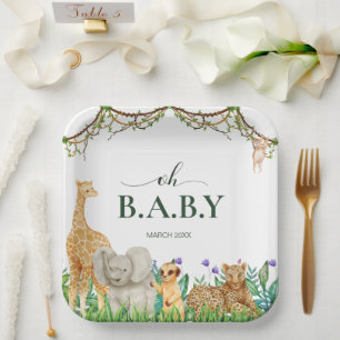 Oh baby Safari wild Animal Jungle Baby Shower Paper Plate