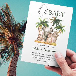 Oh Baby Safari Wild Animals Tropical Baby Shower Invitation