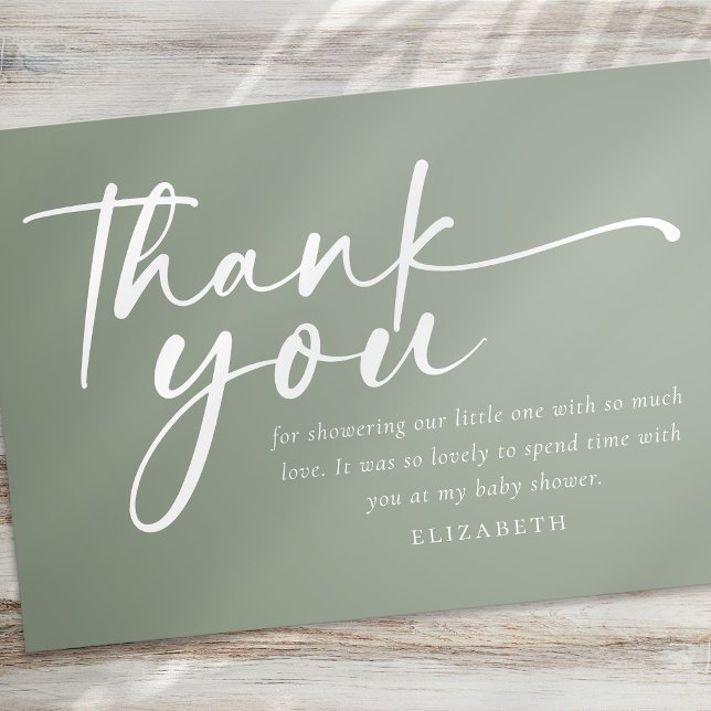 Oh Baby Sage Green Minimalist Baby Shower Thank You Card (Creator Uploaded)