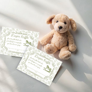Oh baby sage green rocking horse diaper raffle enclosure card