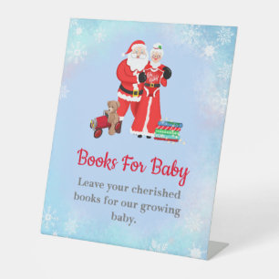 Oh Baby Santa & Mrs. Claus Baby Shower Books Pedestal Sign