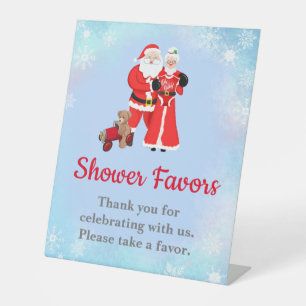 Oh Baby Santa & Mrs. Claus Baby Shower Favour Pedestal Sign