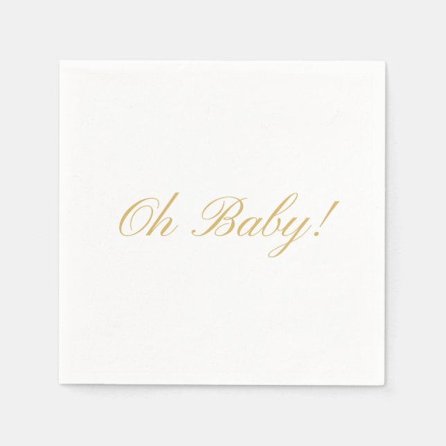 Oh baby script gender Neutral Baby Shower Napkins  (Front)
