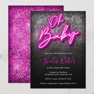 Oh Baby Shimmer Neon Baby Shower Invitation