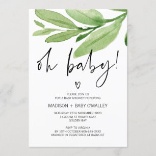 Oh Baby Shower Gender Neutral Boy Girl Shower Invitation