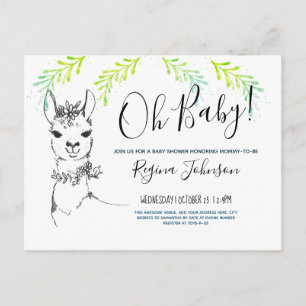 Oh Baby Shower Girl Cute llama Postcard