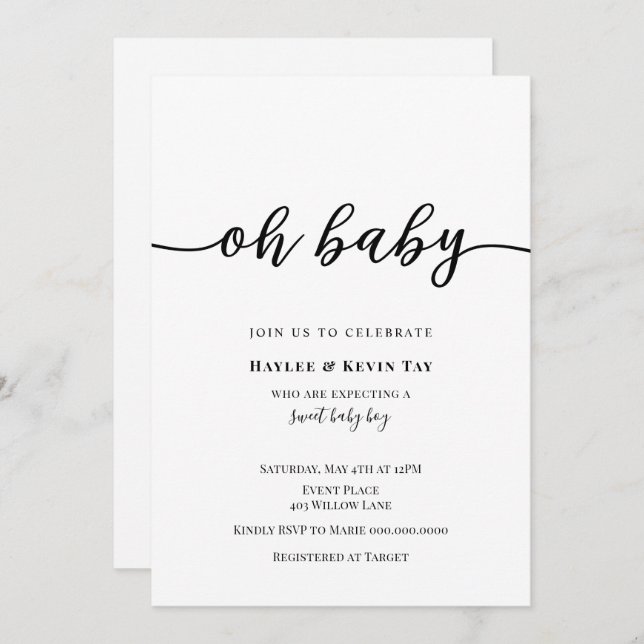 Oh Baby Shower invitation (Front/Back)