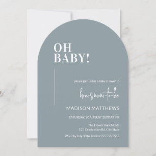 Oh Baby Shower Invitation Arch Design Blue