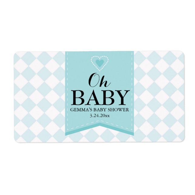 Oh Baby Shower Mini Champagne Label Boy (Front)