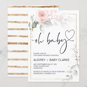 Oh Baby Shower Party Girl Boy Baby Party Floral Invitation