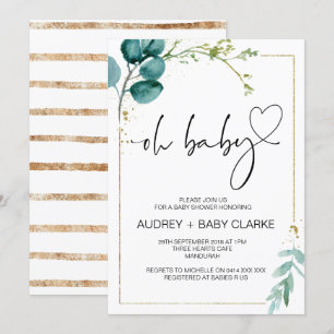 Oh Baby Shower Party Girl Boy Baby Party Green Invitation