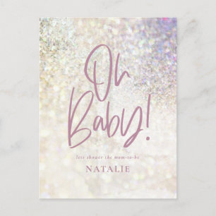 Oh baby! shower party Glitter sparkle classy Postcard