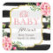Oh Baby Shower Romantic Pink Floral Gold Stripes