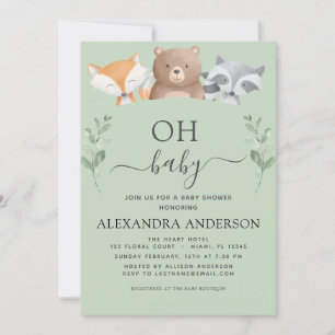 Oh Baby Shower Woodland Cute Animals Invitation