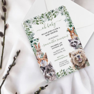 Oh Baby Shower Woodland Forest Animals  Invitation