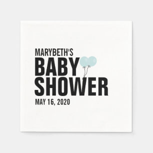 Oh Baby Simple Blue Balloon Baby Shower Napkin