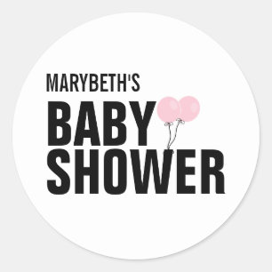 Oh Baby Simple Pink Balloon Baby Shower Sticker