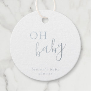 Oh Baby Simple Silver Foil Baby Shower Favour Tags