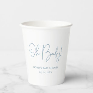 Oh Baby Sky Blue Personalized Baby Shower Paper Cups