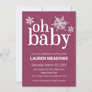 Oh Baby Snowflake Winter Baby Shower Invitation