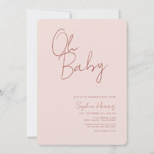Oh Baby Soft Blush Pink Minimal Invitation