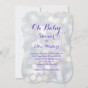 Oh Baby! Sparkly Lights Purple Shower Invitation