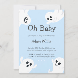 Oh Baby Spooky Ghost Halloween Fall Baby Shower Invitation