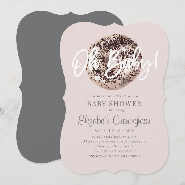 Oh Baby! Sprinkle Doughnuts and a Baby Shower Invitation (Front/Back)