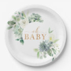 Oh Baby Succulent Baby Shower Paper Plates