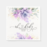 Oh Baby Succulents Gold Greenery Baby Shower Napki