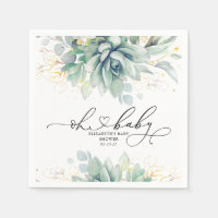 Oh Baby Succulents Gold Greenery Baby Shower