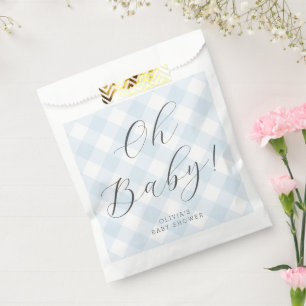 Oh Baby! Sweet Baby Blue Gingham Baby Shower Favour Bags