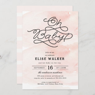 Oh Baby, Sweet Pink Baby Shower Invitation