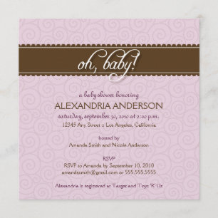 Oh, Baby! Swirly Baby Shower Invitation (lilac)