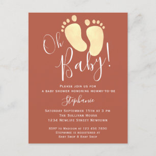 Oh Baby Terracotta Baby Shower Invitation Postcard