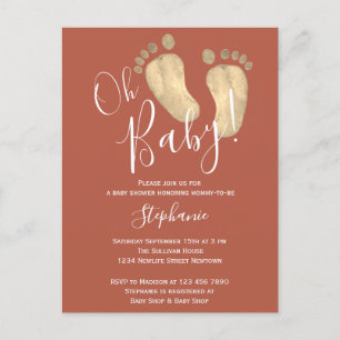 Oh Baby Terracotta Baby Shower Postcard Invitation