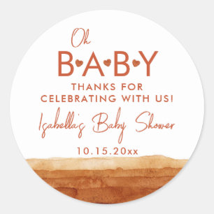 Oh Baby Terracotta Baby Shower Thank You Classic Round Sticker