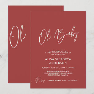 Oh Baby Terracotta Simple Shower Invitation