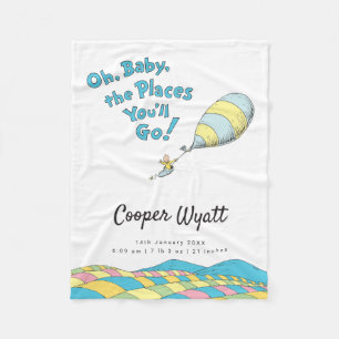 Oh, Baby, the Places You'll Go! Birth Stats Fleece Blanket